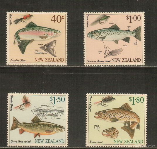Новая Зеландия-1997(Мих.1606-1609) , ** , Морская фауна,Рыбы, Рыбалка(полная серия)