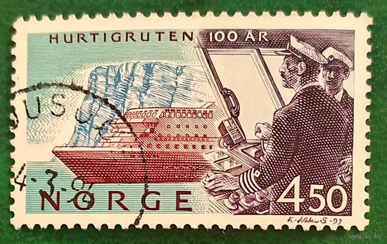 Норвегия 1993. 100 лет линии Hurtigruten прибрежное экспресс сообщение