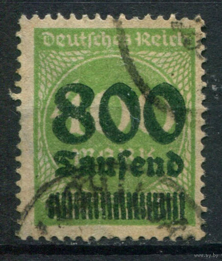 Веймарская Республика - 1923г. - стандартный выпуск, надпечатка 800 Tsd на 400 M - 1 марка - гашёная. Без МЦ!