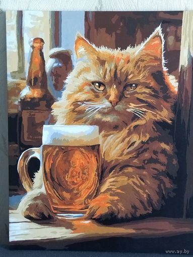 КАРТИНА "В БАРЕ". холст, акрил. 40 х 50.