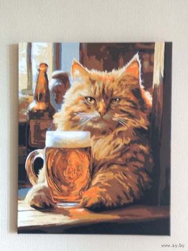 КАРТИНА "В БАРЕ". холст, акрил. 40 х 50.