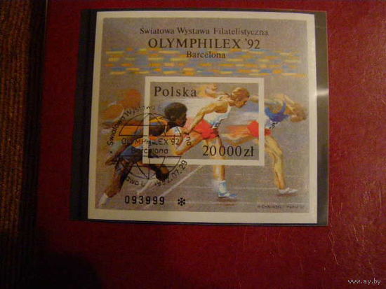 Польша 1992. спорт Олимпиада. Блок. Б/З MNH 118В (фил гашение Барселона)