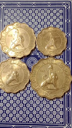 Парагвай лот 4 штуки 10,15,25,50 сентимос 1953