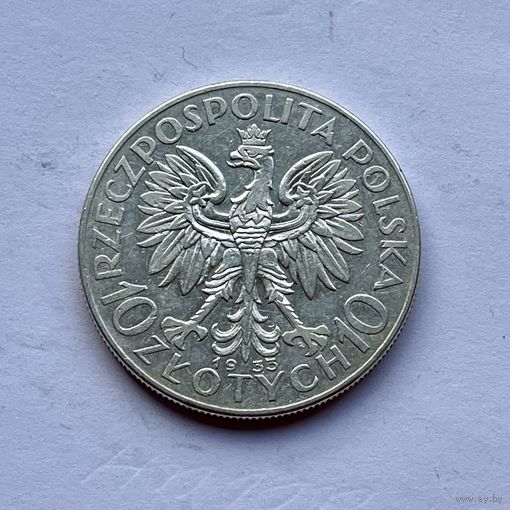 Монета СЕРЕБРО Польша 10 злотых 1933 год Ядвига ОТЛИЧНЫЕ