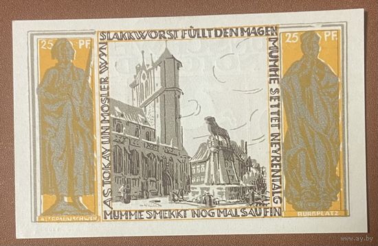 Нотгельд 25 пфеннигов 1921 год. Брауншвейг. Веймарская республика