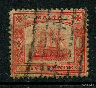 Британские колонии - Мальта - 1899 - Парусник 5Р - [Mi.12] - 1 марка. Гашеная.  (Лот 111AE)