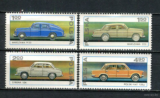 Польша - 1976 - Автомобили - (незначительное пятно на клее у ном. 1,50) - [Mi. 2467-2470] - полная серия - 4  марки. MNH.  (Лот 96GR)-T41P36