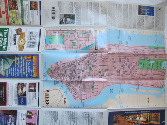 Карта Нью-Йорка (1998) со схемой метро и автобусов (65х45 см)