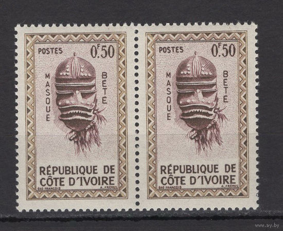 Французский Кот-д Ивуар 1960** Африканская ритуальная маска племени Бете сцепка