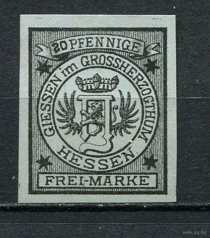Германия - Гисен - Местные марки - 1888 - Герб 20Pf - [Mi.54B] - 1 марка. Чистая без клея.  (Лот 89CX)