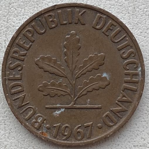 Германия 2 пфеннига 1967 г. F. Цена за 1 шт.