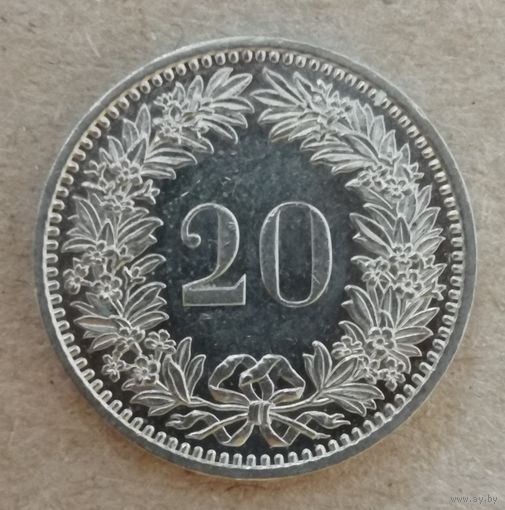 Швейцария 20 раппенов 1982 год, KM# 29a  ю