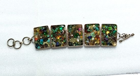 Браслет ручной работы мульти драгоценного камня инкрустация