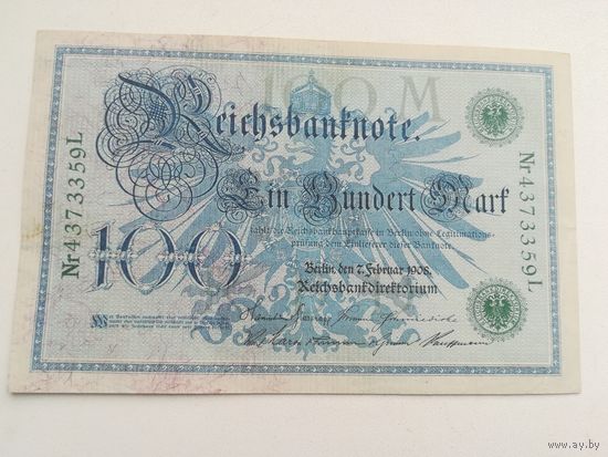 Банкнота 100 марок 1908 года.