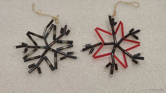 Елочная игрушка снежинка стеклярус