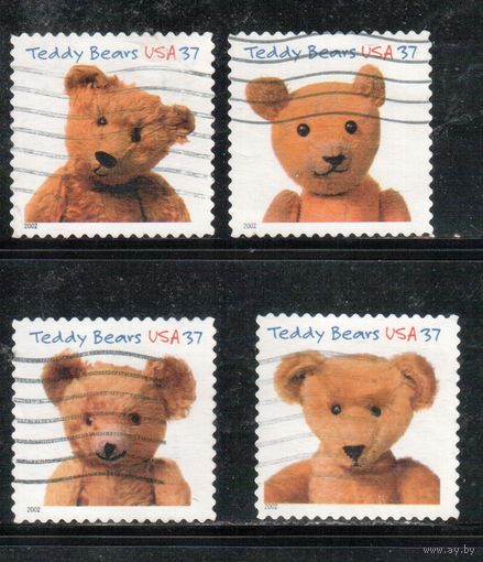 США-2002 (Мих.3627-3630) , гаш. , Игрушки, Мишки(полная серия)(2)