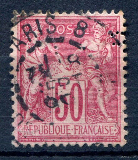 Франция (Республика) - 1886/99г. - аллегория, тип II, перфин, 50 с - 1 марка - гашёная [Mi 81 II]. #1-Fr-7-A-1