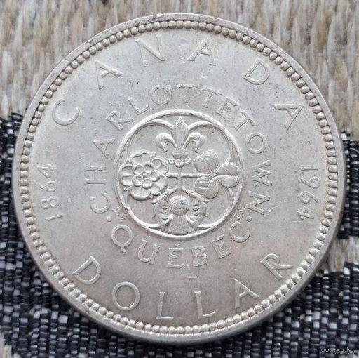 Канада 1 доллар 1964 год, AU. Елизавета II. Серебро 900. Сторгуй за свою цену, предложи обмен! S100