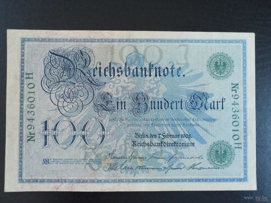 100 марок 1908г зеленая печать