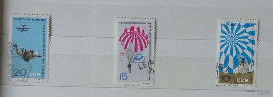 Марки ГДР.  Парашютный спорт. 1966-07-12.