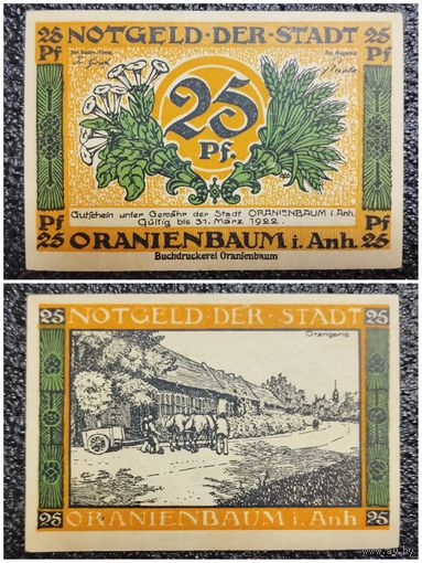 25 пфеннигов Германия 1922 г. Ораниенбаум (Oranienbaum) нотгельд