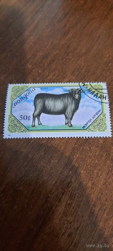 Монголия 1988. Домашние животные. Козы. Марка из серии