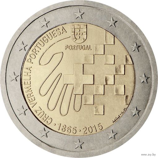 2 евро 2015 Португалия 150 лет Красному Кресту Португалии. UNC из ролла
