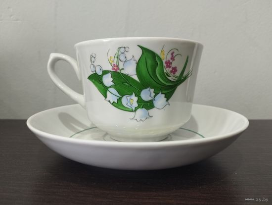 Чайная пара, Ландыши.СССР. Добрушский фарфоровый завод.