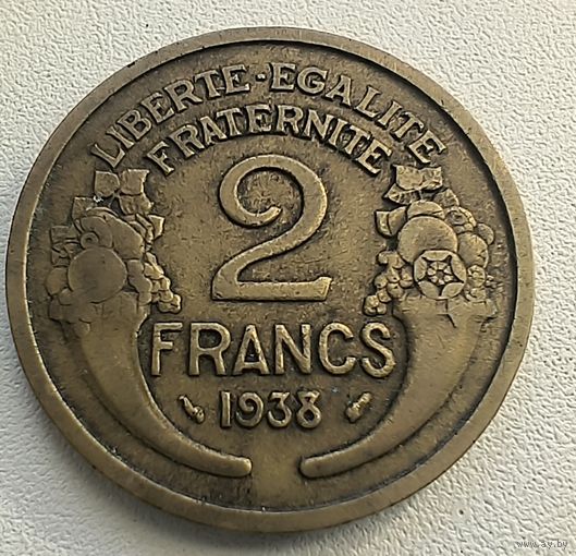 Франция 2 франка 1938  3-9-9