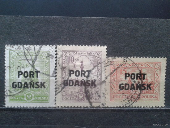 Польша, Порт Гданьск. 1926. Стандарт. Памятники, надпечатка, полная серия. Mi-140 евро гаш.