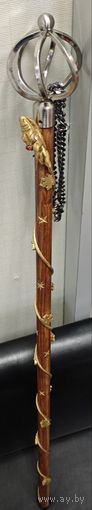 Посох/трость/стек - театральный. Дерево, украшено. Предмет принмал участие в выставках в Минске. 90 см.