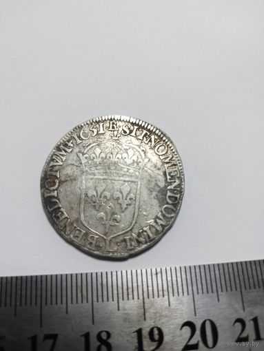 Франция 1\2 Экю, 1651 Людовик 14