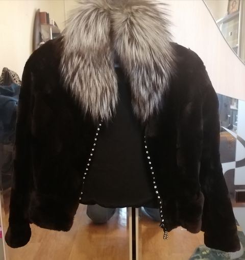 ШУБА ДЛЯ АВТОЛЕДИ  НОРКА с ЧЕРНОБУРКОЙ от SWAROVSKI ИТАЛИЯ