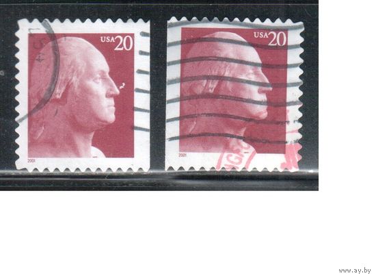 США-2001 (Мих.3436 BD) , гаш. , Стандарт, Личности, Вашингтон(одиночка), зубцовки