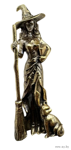 Статуэтка Ведьма с котом Бронза