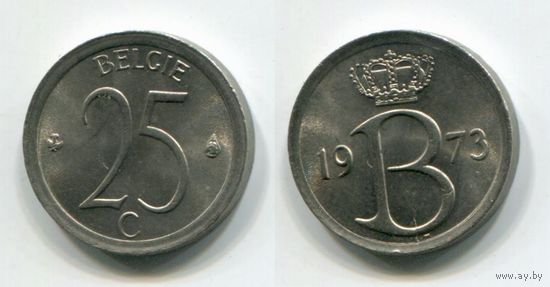 Бельгия. 25 сантимов (1973, BELGIE, UNC)
