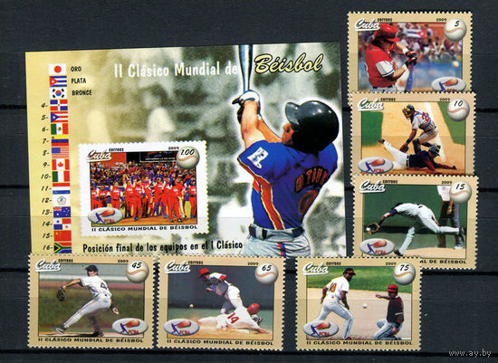 Куба - 2009 - Бейсбол - [Mi. 5206-5211 bl.253] - полная серия - 6 марок и 1 блок. MNH.  (LOT H58)