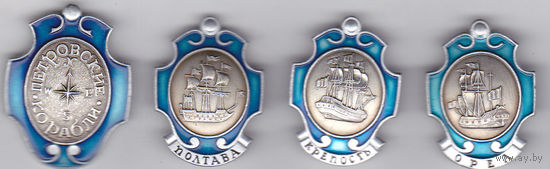 Флот Петра Первого: корабли "Полтава", "Крепость", "Орел".