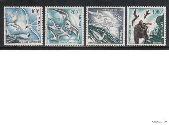 Монако-1955(Мих.502А-505А)  гаш.   , Фауна, Птицы, перф. 11(полная серия)