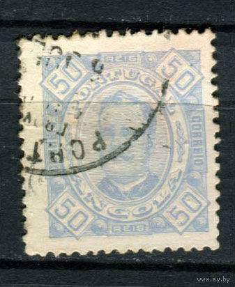 Португальские колонии - Ангола - 1894 - Король Карлуш I 50R 12 1/2 - [Mi.31Cy] - 1 марка. Гашеная.  (Лот 67AM)