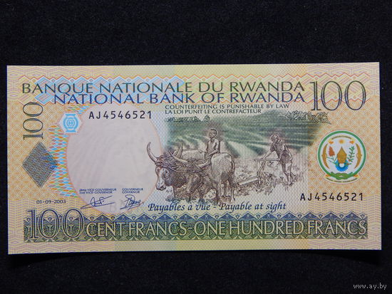 Руанда 100 франков 2003г.UNC