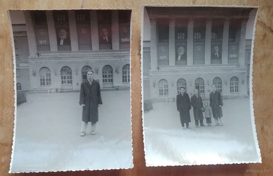 Минск. 2 фото у главного корпуса БПИ. 1960 г. 8х11 см. Цена за оба.