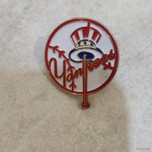 ВИНТАЖНЫЙ, фрачный знак на лацкан с логотипом команды New York Yankees 1991. Бейсбол.