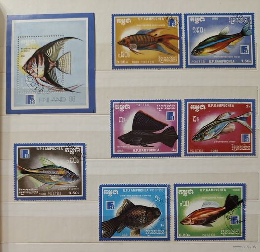 РАСПРОДАЖА КОЛЛЕКЦИИ. Кампучия. марки "рыбы"