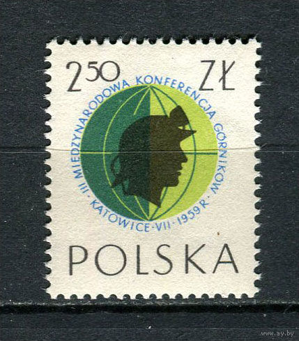 Польша - 1959 - Шахтер и глобус - [Mi. 1107] - полная серия - 1 марка. MNH.  (Лот 89HD)-T4P34