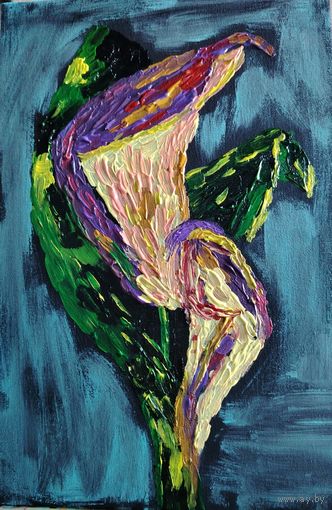 Картина авторская Каллы, холст на картоне, акрил, 20 *30