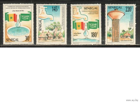 Сенегал-1991 (Мих.1154-1157) ,  ** , Сенегал-Саудовская Аравия, Флаги(полная серия)