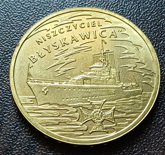 Польша 2 злотых, 2012 Польские суда - Эсминец  ( Молния )