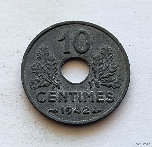 Франция 10 сантимов, 1942 Режим Виши 21мм