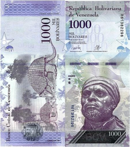 Венесуэла 1000 боливаров образца 2017 года UNC p95b